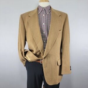 Deansgate Men's Sport Coat Blazer Two Button Beige Camel Hair Size 44R